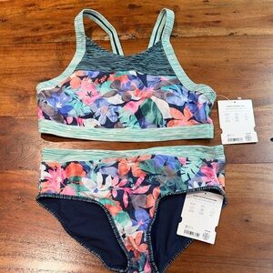Athleta- Floral Striped Bikini Set- girls size 16